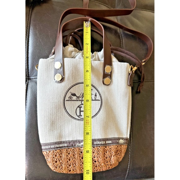 Upcycled Hermes Dustbag Drawstring Small Tote Bag Crossbody & Travel Perfu - Picture 2 of 16